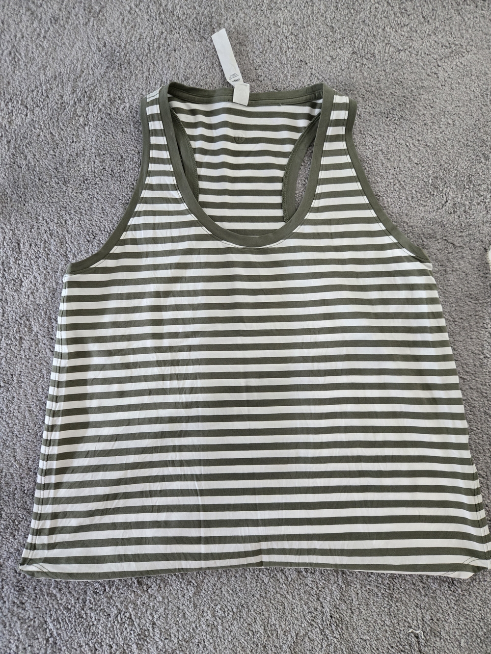 lululemon athletica Olive Green & White Striped Tank